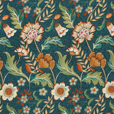 Folklore Peacock Fabric by Prestigious Textiles - 8720/788 | Modern 2 Interiors