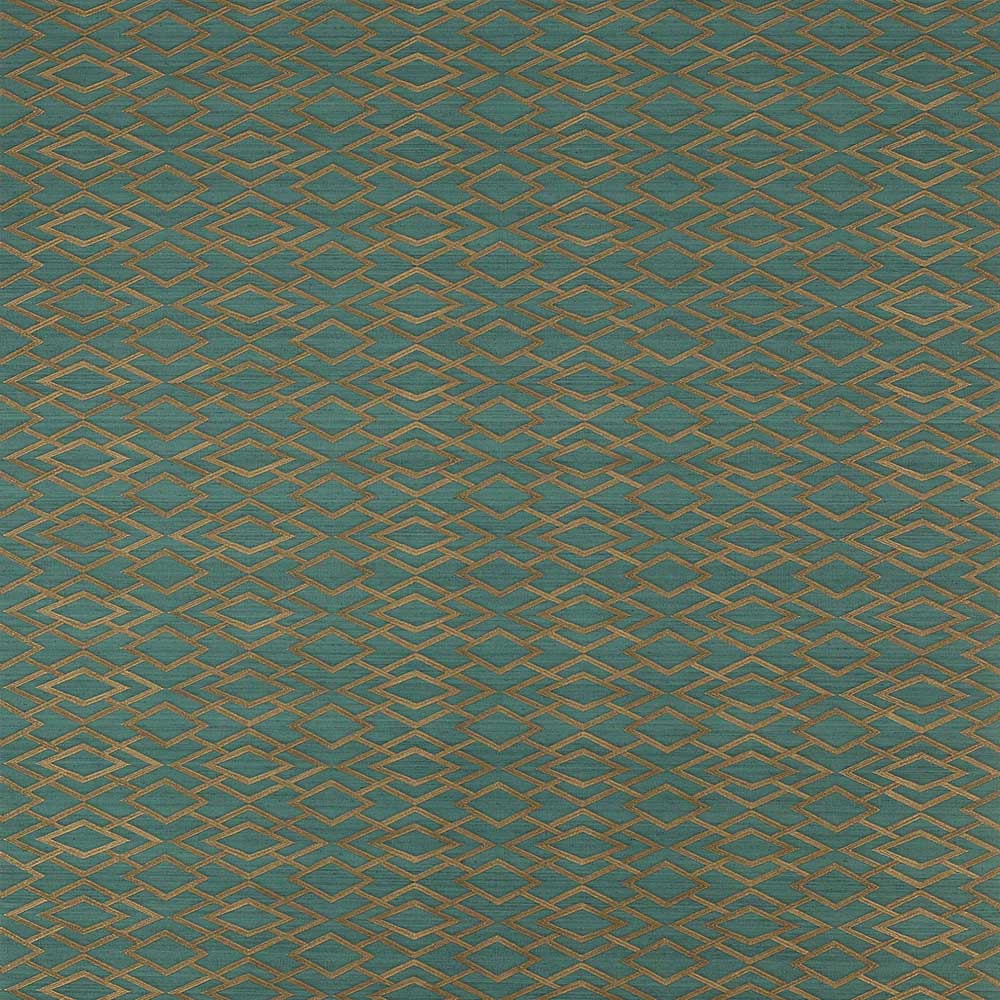 Jane Churchill Geometric Silk Wallpaper | Teal | J8001-06