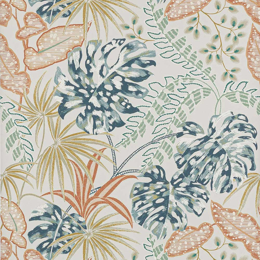 Jane Churchill Rousseau Wallpaper | Indigo & Copper | J184W2-04