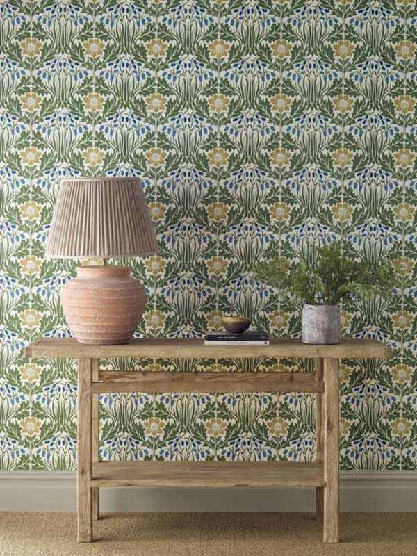 The Unfinished Works Wallpaper Collection by Morris & Co in a living room setting