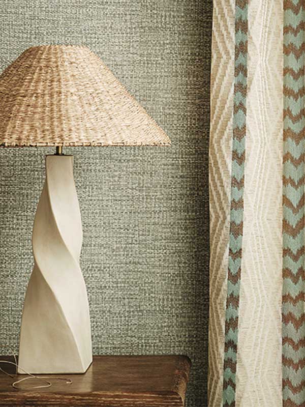 Otillo Wallpaper Collection by Romo in a bedroom interior setting