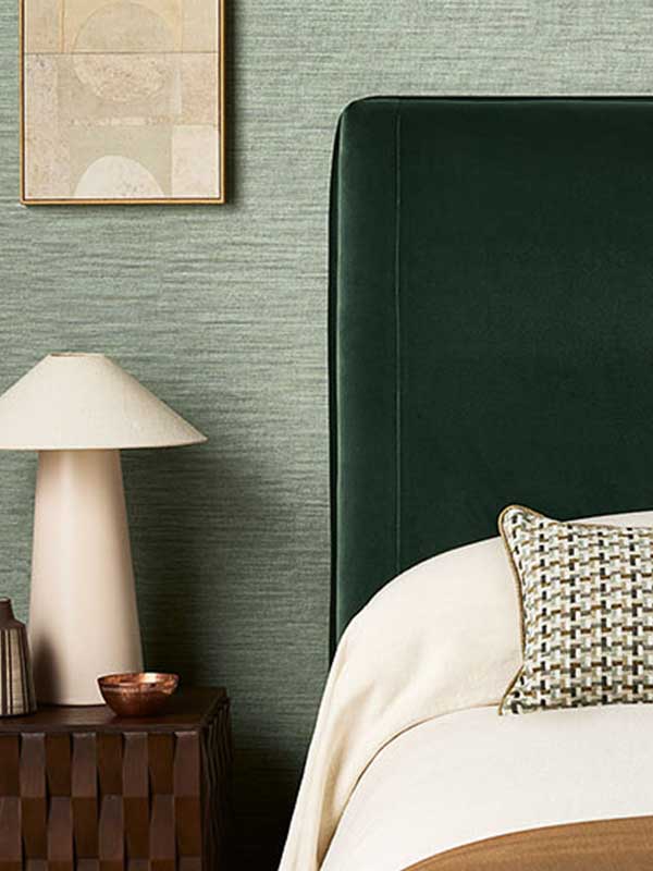 textured wallcoverings vol.1 by romo in a modern bedroom setting