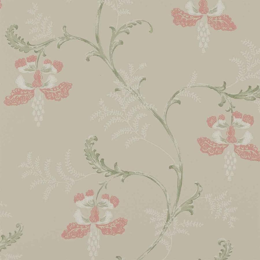 Colefax & Fowler Bellflower Wallpaper | Pink & Green | 07127/07