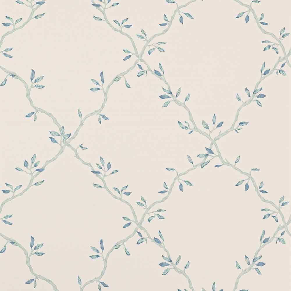 Leaf Trellis Old Blue Wallpaper