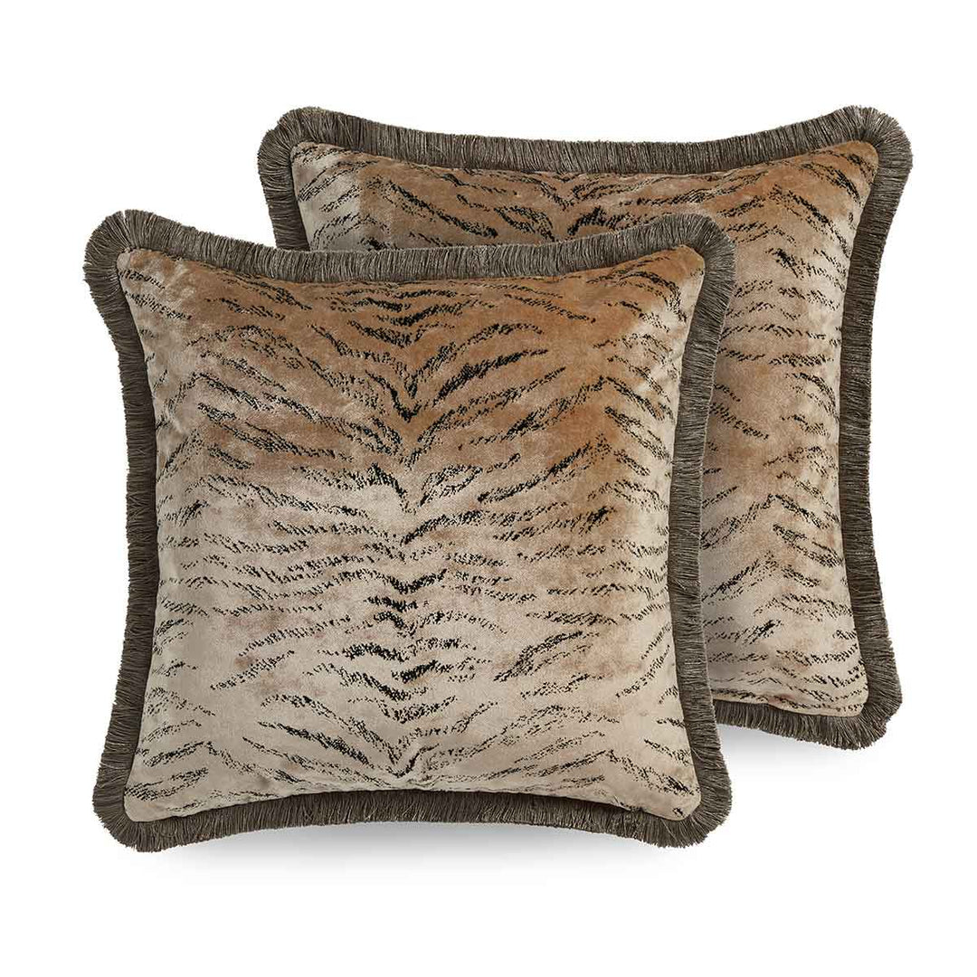 Tiger Velvet Natural Cushion