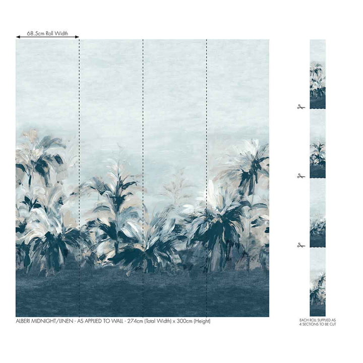 Alberi Midnight & Linen Banner Wallpaper