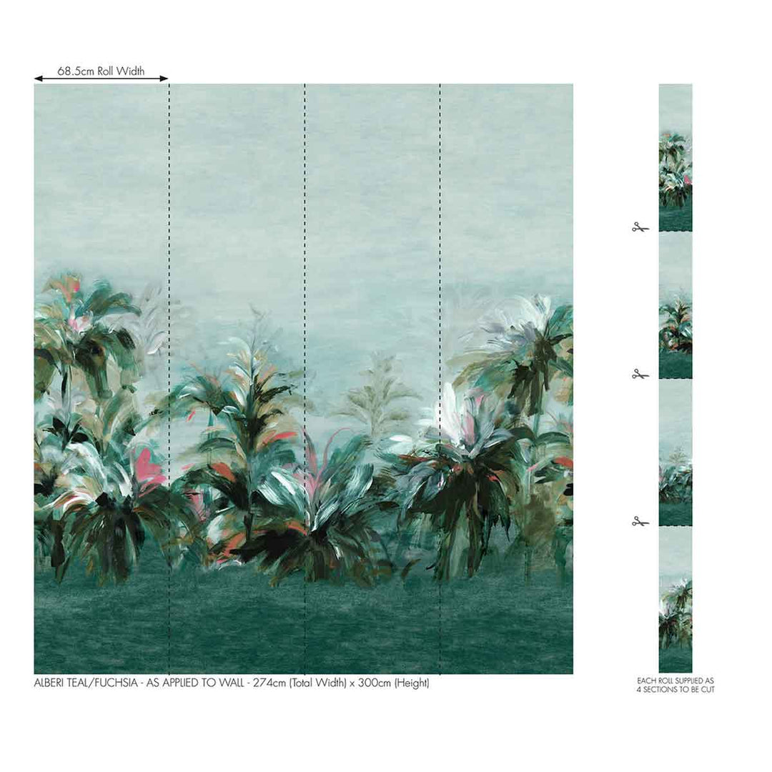 Alberi Teal & Fuchsia Banner Wallpaper