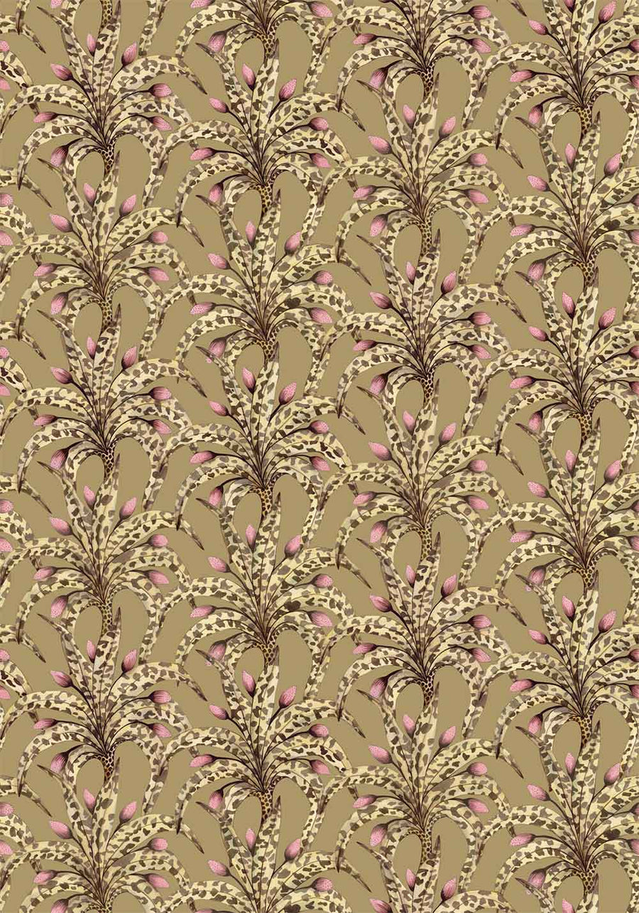 Afrika Damask Safari & Blush wallpaper by Cole & Son with leopard palm motif