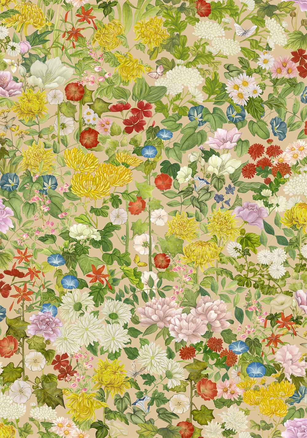 Flora Province Taupe Wallpaper