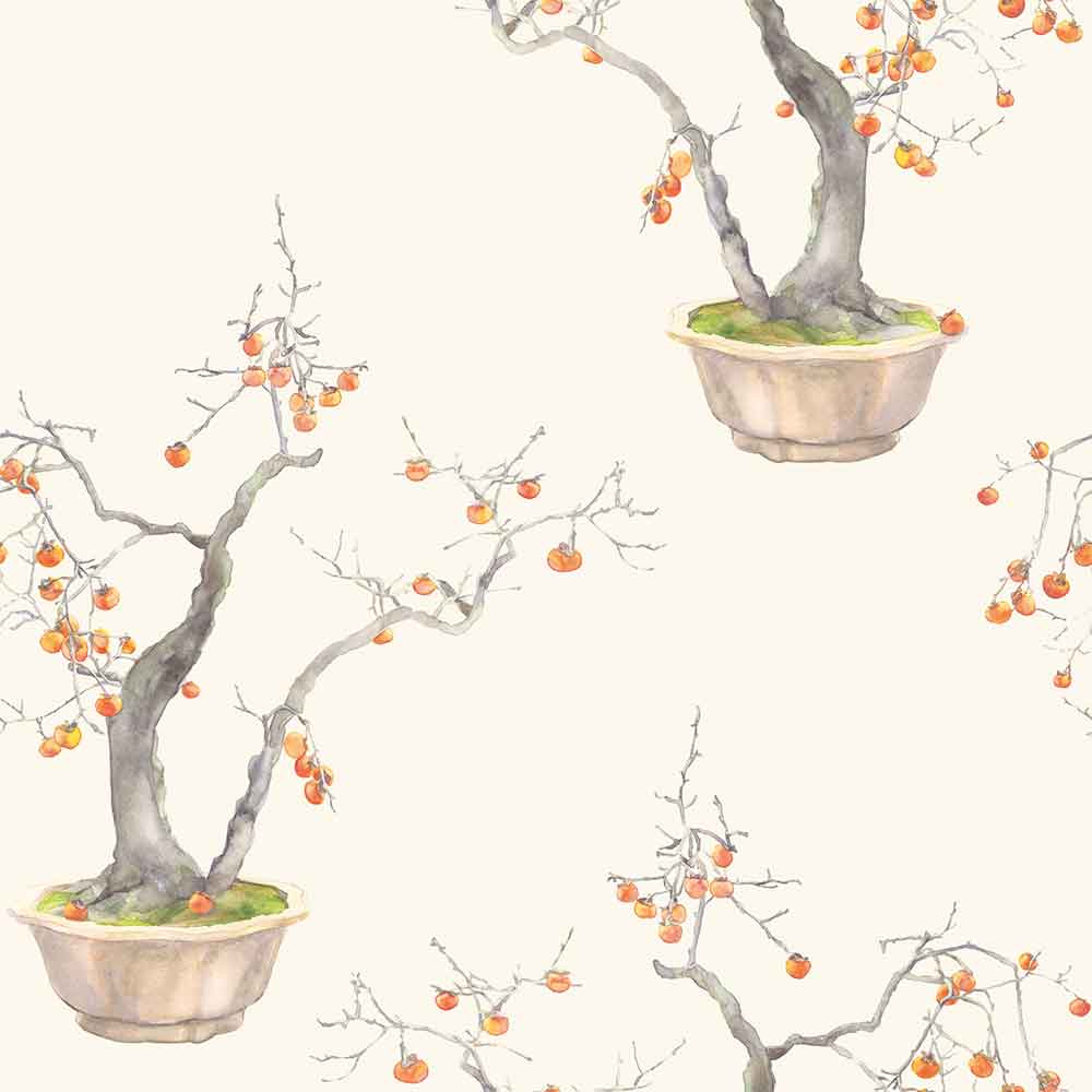 Kaki Persimmon Ivory & Bergamot Wallpaper