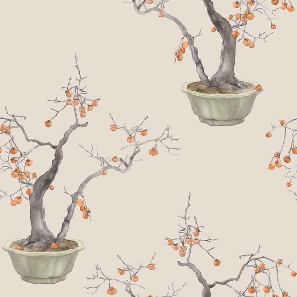 Kaki Persimmon Violet Patina Wallpaper