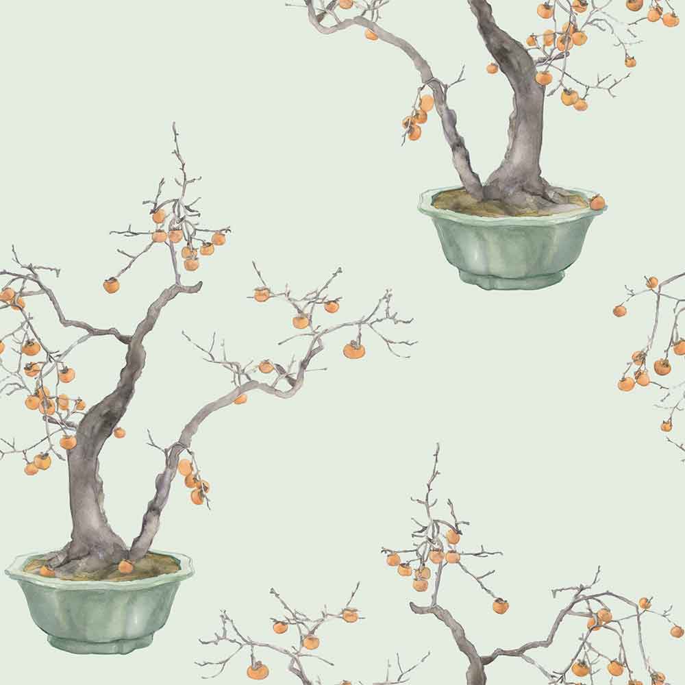 Kaki Persimmon Jade Green & Marigold Wallpaper