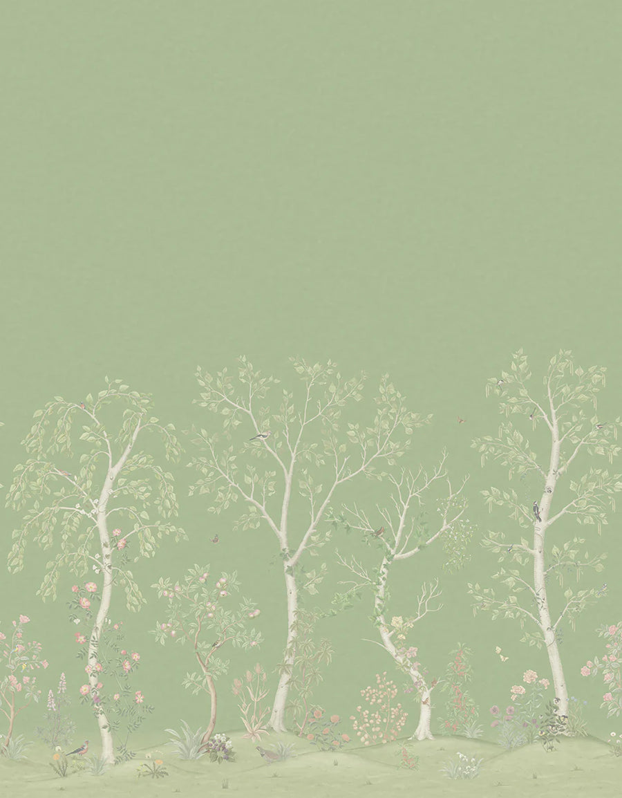 Cole & Son Seasonal Woods Silk Wallpaper | Jade | 120/6021S