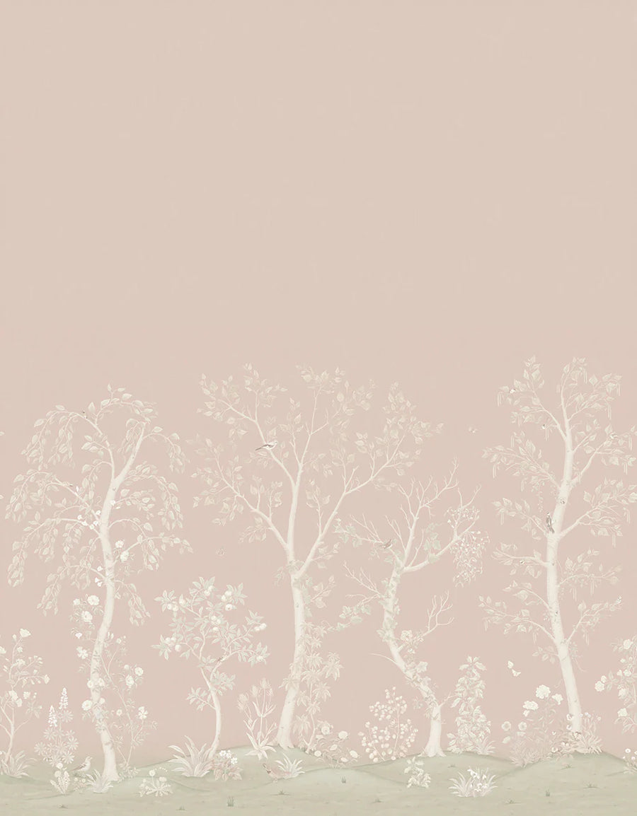 Cole & Son Seasonal Woods Silk Wallpaper | Rose Quartz | 120/6022S
