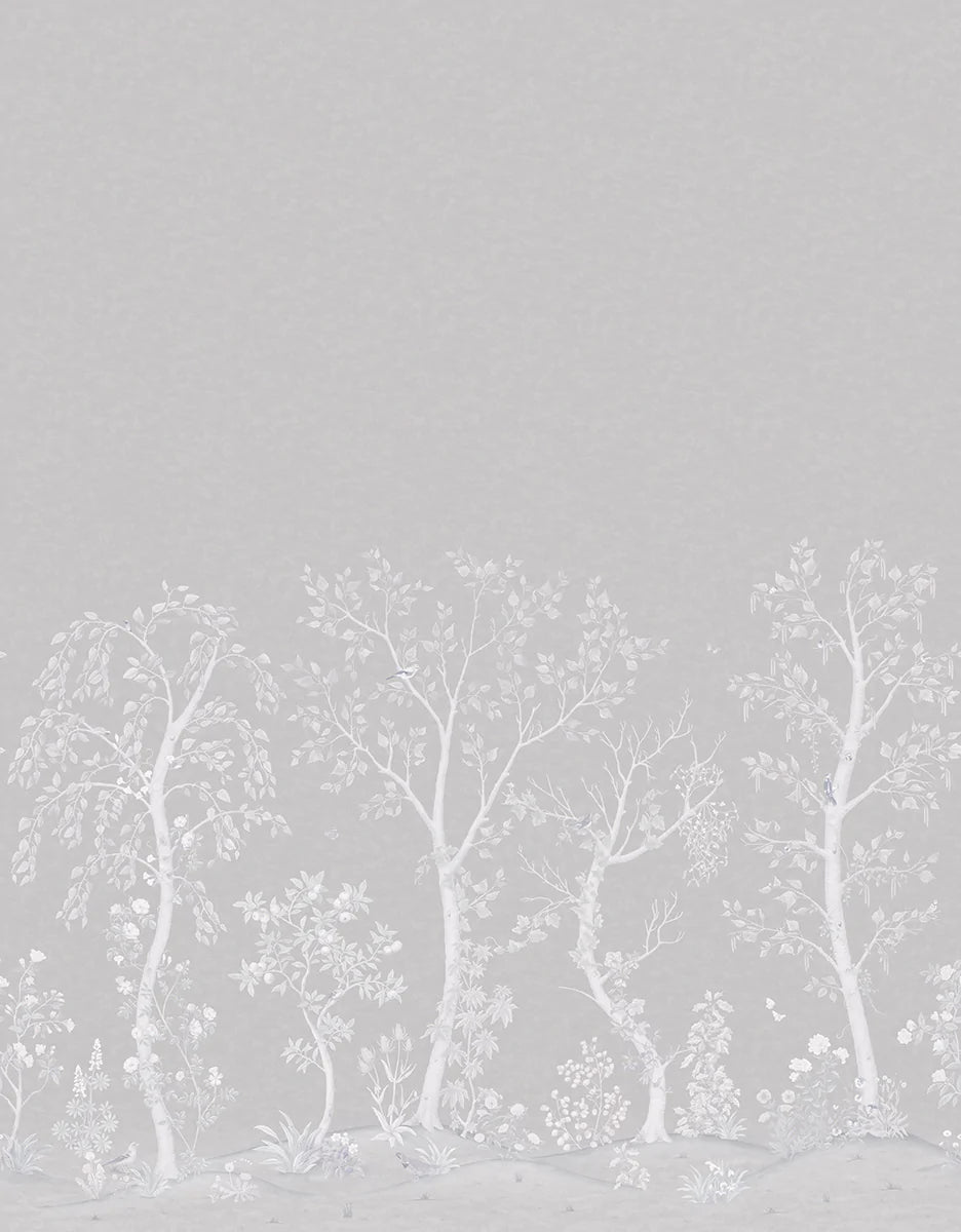 Cole & Son Seasonal Woods Silk Wallpaper | Platinum | 120/6023S