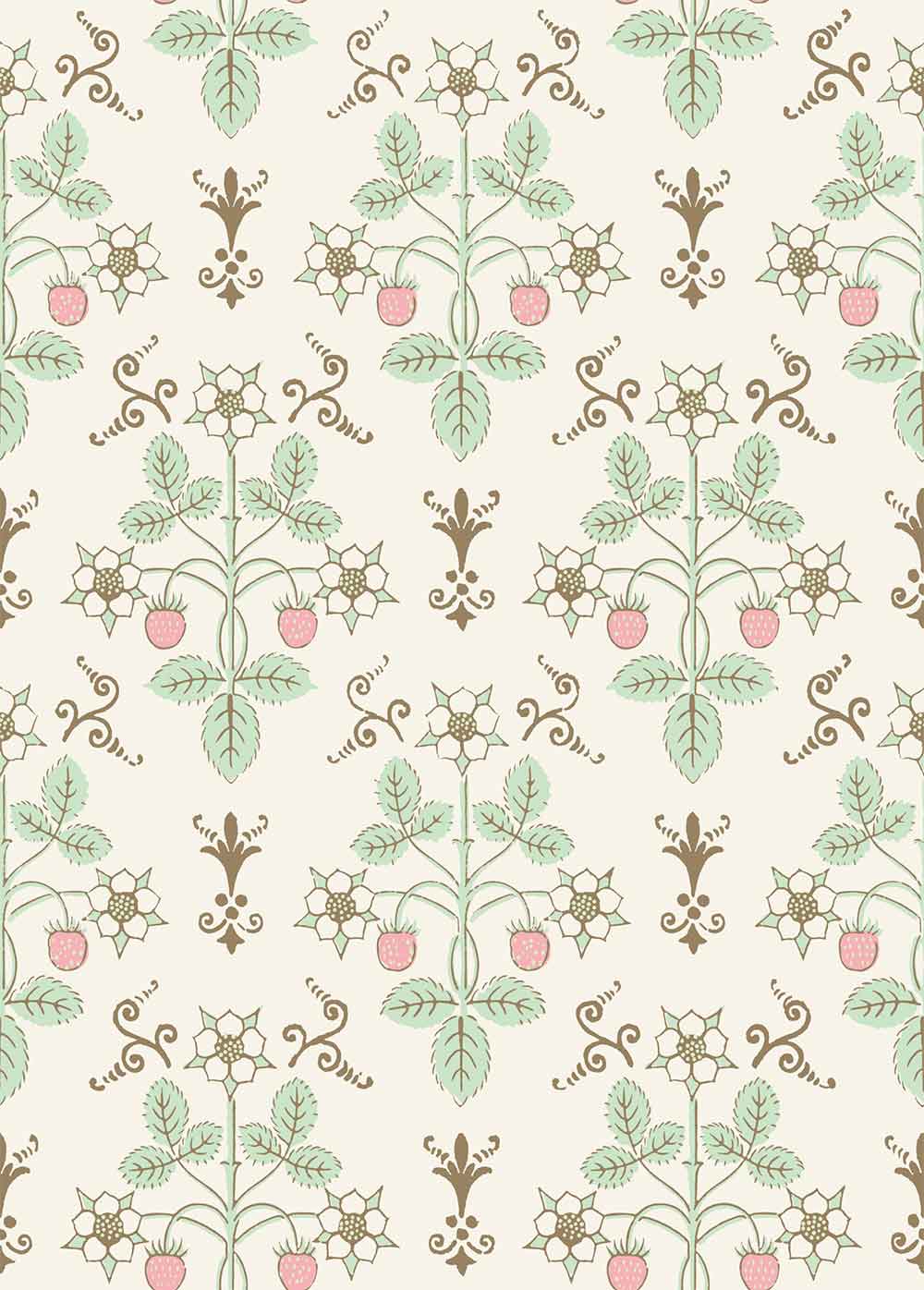 Strawberry Blush & Mint on Pastel Wallpaper