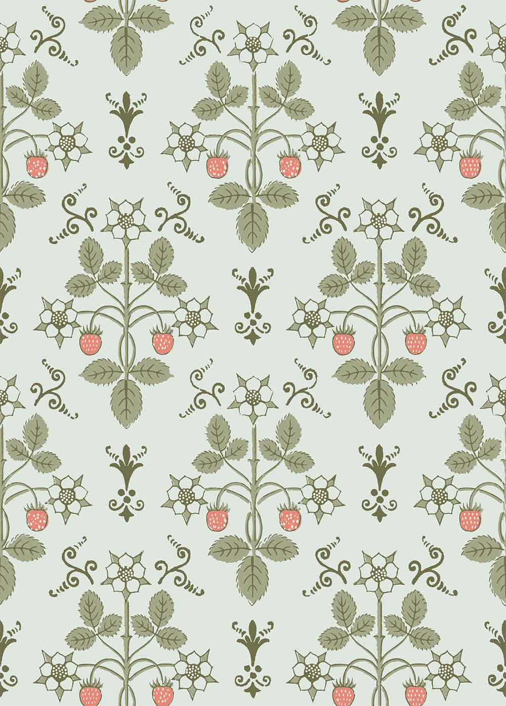 Strawberry Duck Egg Wallpaper