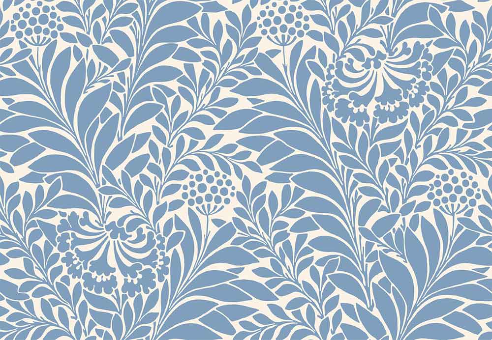 Honeysuckle Cornflower Blue Wallpaper