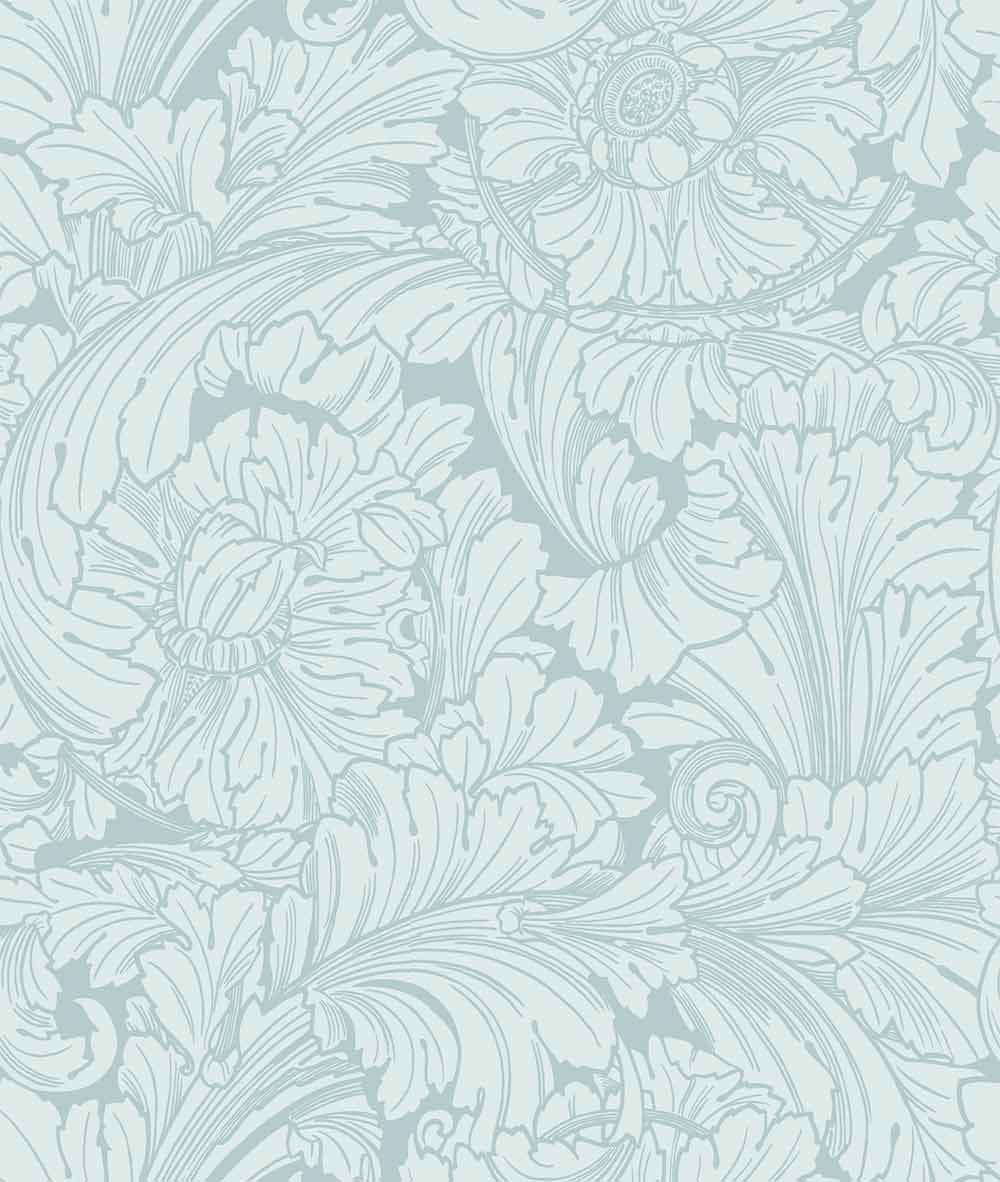 Acanthus Print Room Blue Wallpaper