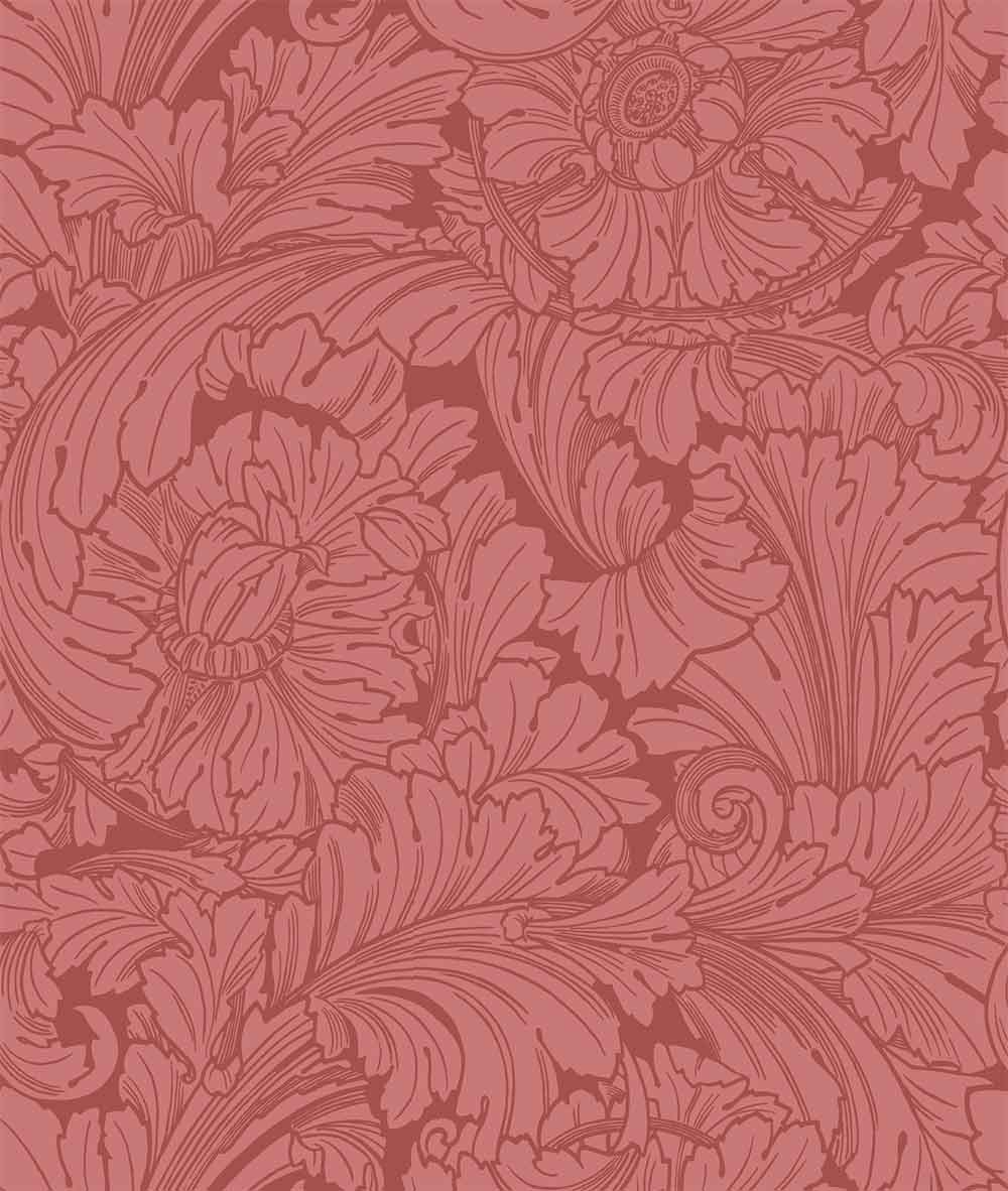 Acanthus Stately Home Red Wallpaper