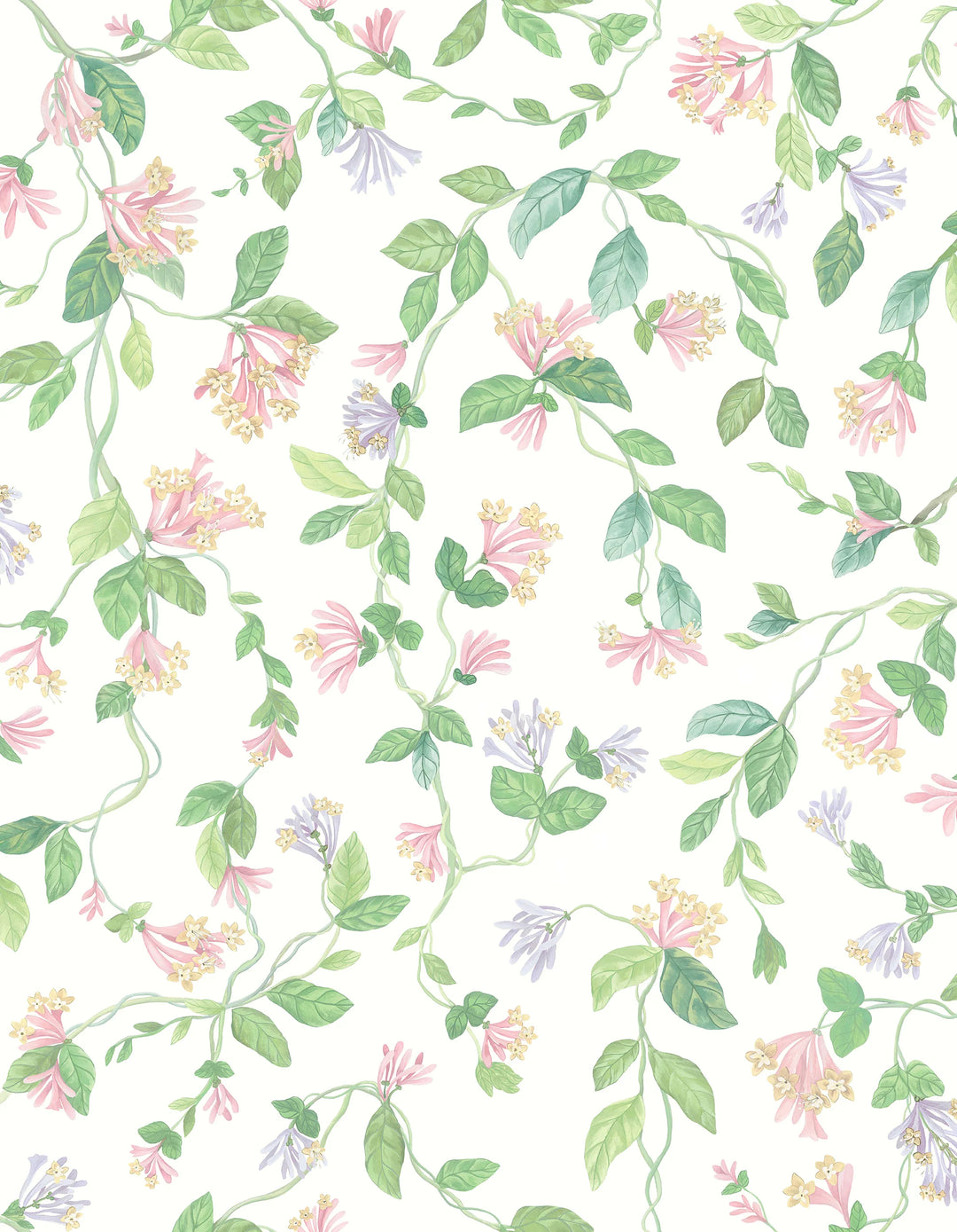 Flora Blush, Sage & Mulberry on Cream Wallpaper