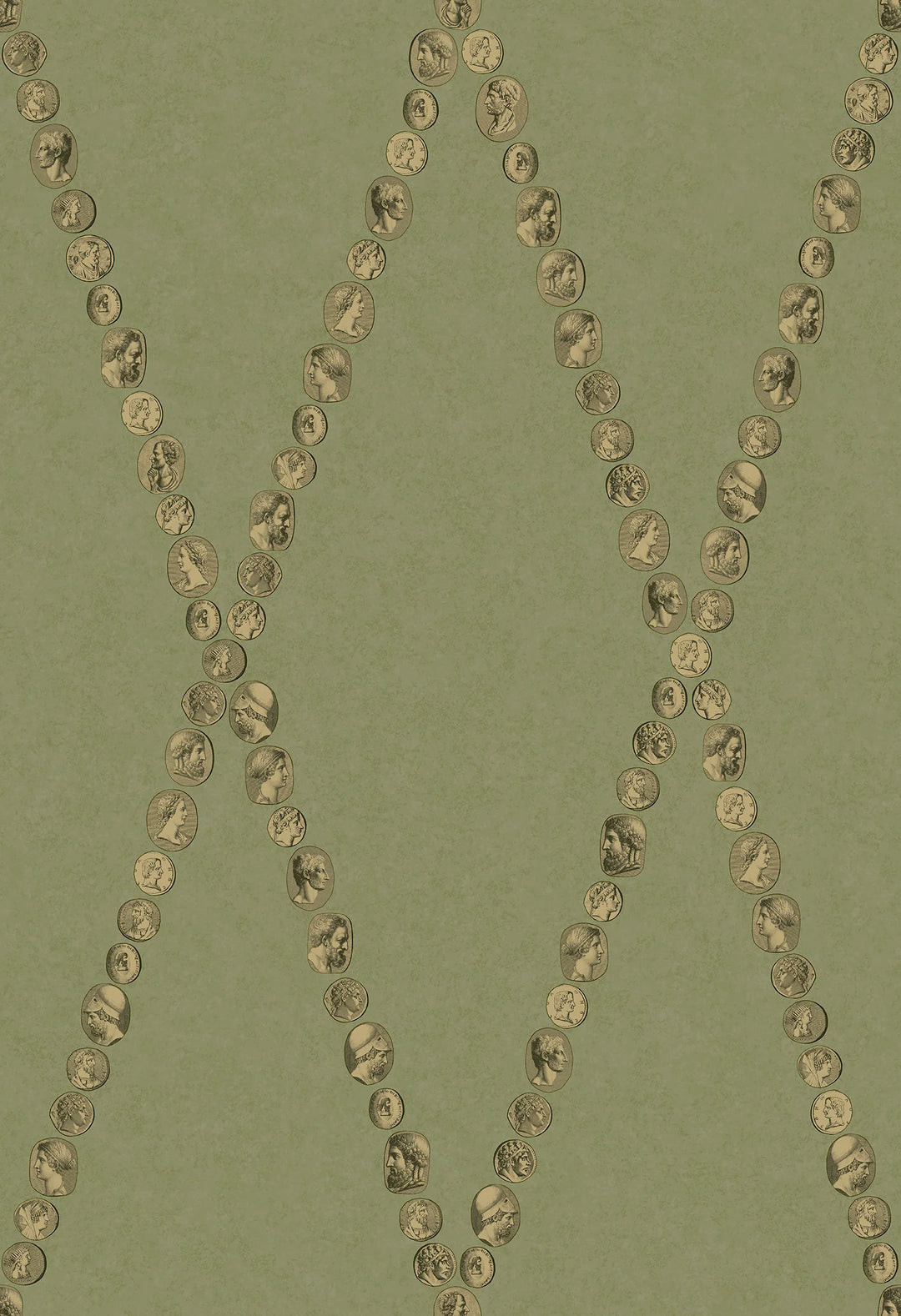 Cole & Son Cammei Wallpaper | Antique Gold on Olive | 123/4016