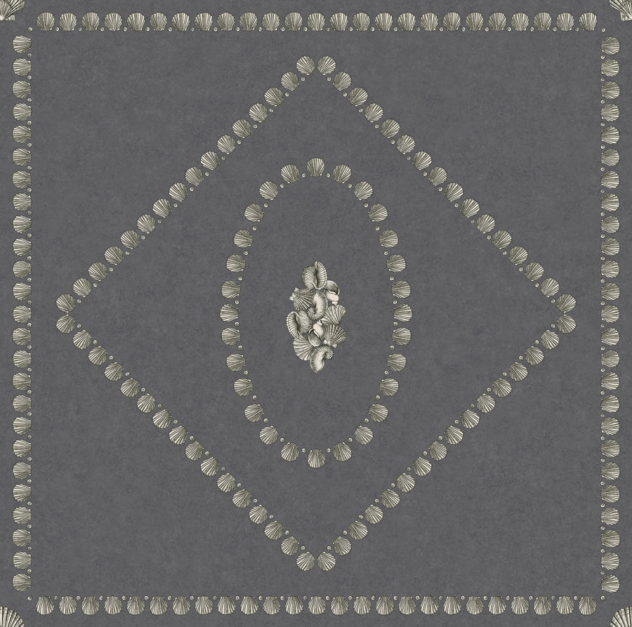 Cole & Son Conchiglie Wallpaper | Soft Gold on Charcoal | 123/5023