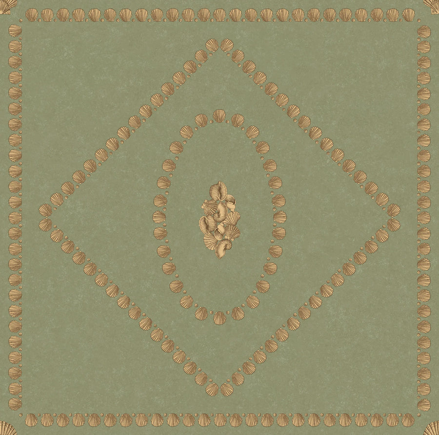 Cole & Son Conchiglie Wallpaper | Antique Gold on Ivy | 123/5026