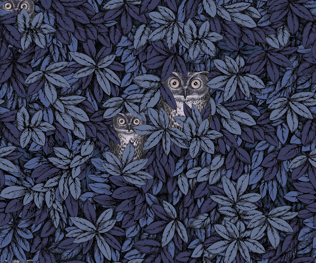 Cole & Son Foglie e Civette Wallpaper | Midnight | 123/11053