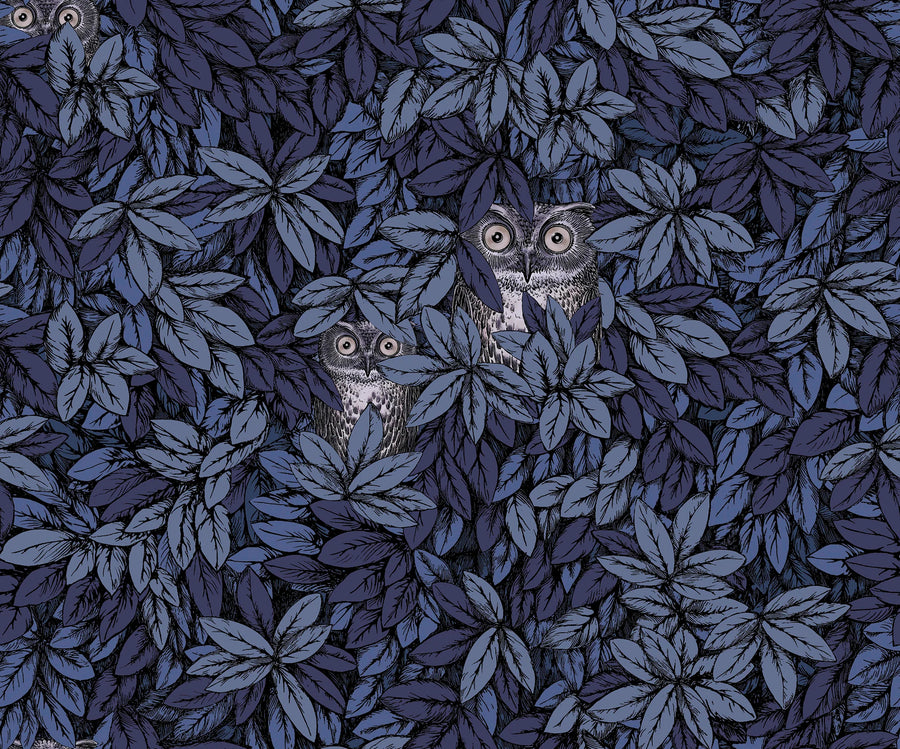 Cole & Son Foglie e Civette Wallpaper | Midnight | 123/11053