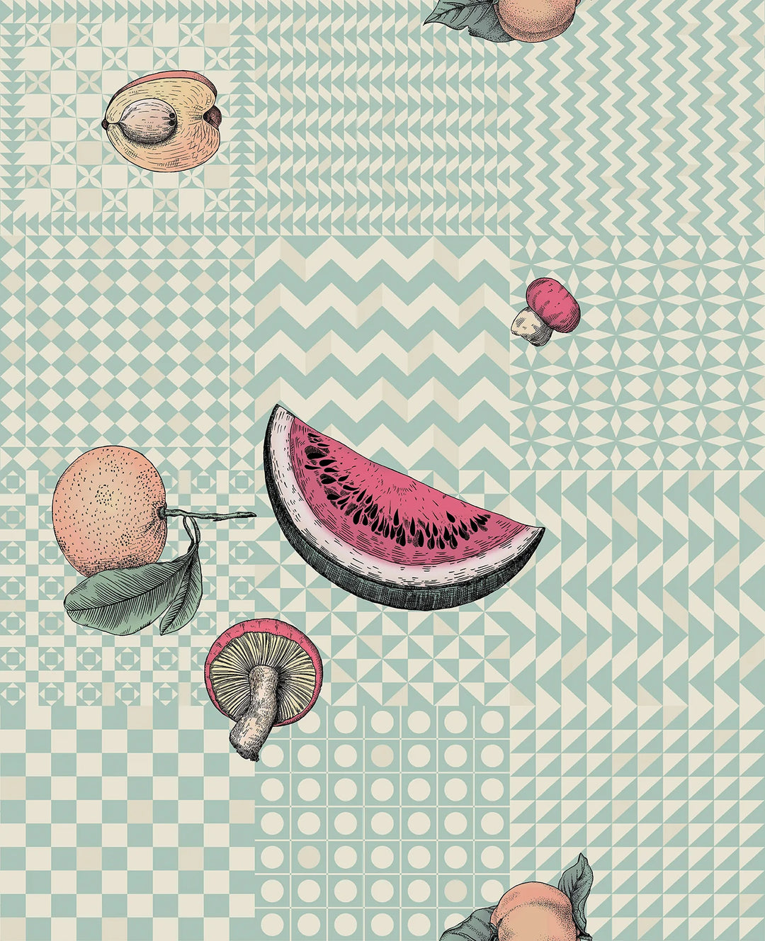 Cole & Son Frutta e Geometrico Wallpaper | Pastel | 123/6029