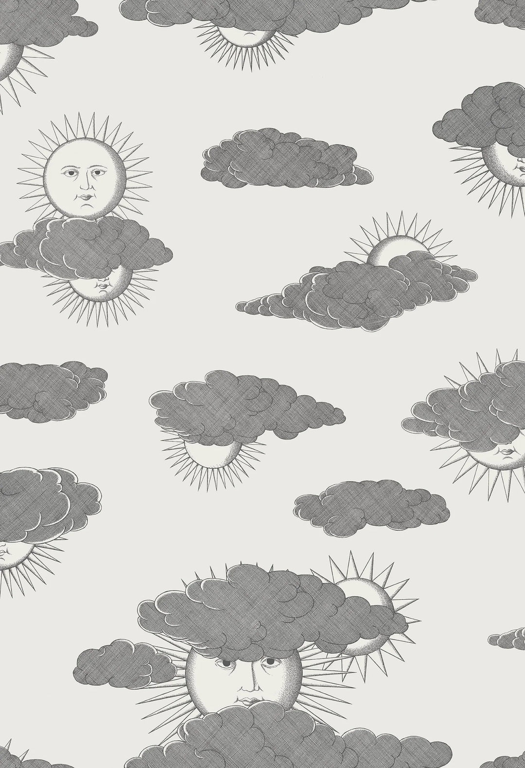 Cole & Son Soli e Nuvole Wallpaper | Black & White | 123/2007