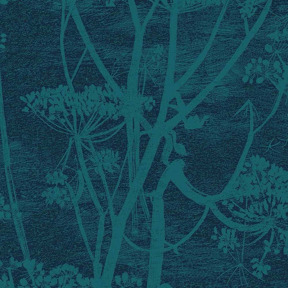 Cole & Son Cow Parsley Velvet Fabric | Petrol & Ink | F111/5015
