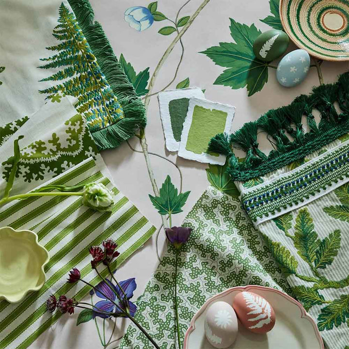 Fernery Embroidery Botanical Green Fabric