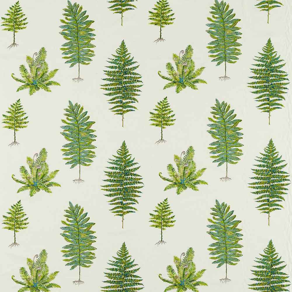 Fernery Embroidery Botanical Green Fabric