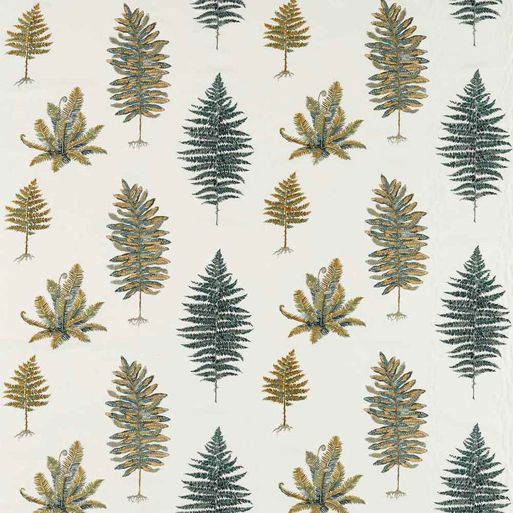 Fernery Embroidery Forest Green Fabric