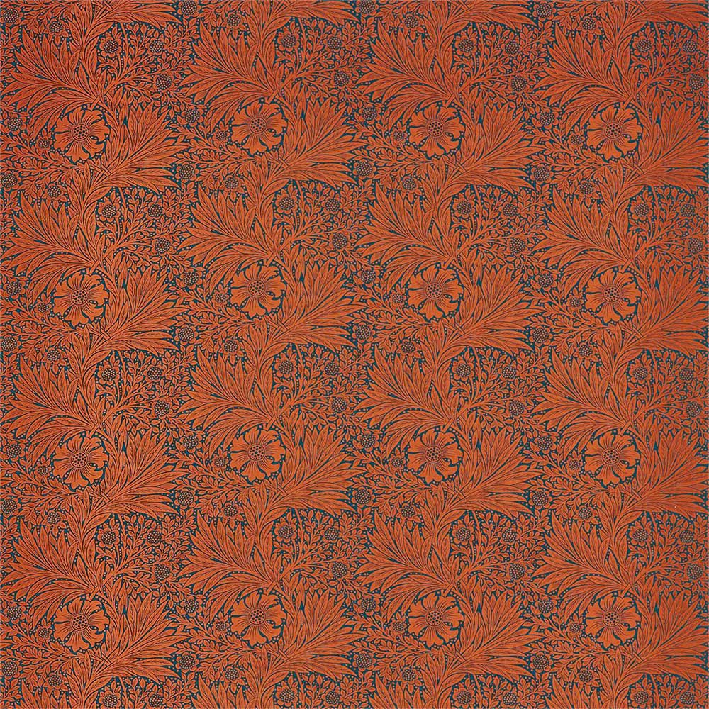 Marigold Navy & Burnt Orange Fabric