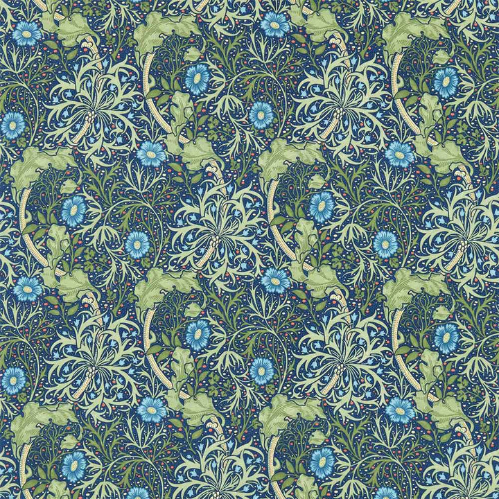 Morris Seaweed Cobalt & Thyme Fabric