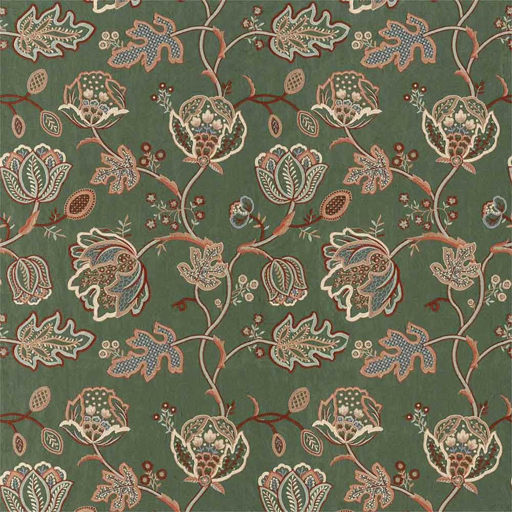 Theodosia Embroidery Bottle Green Fabric