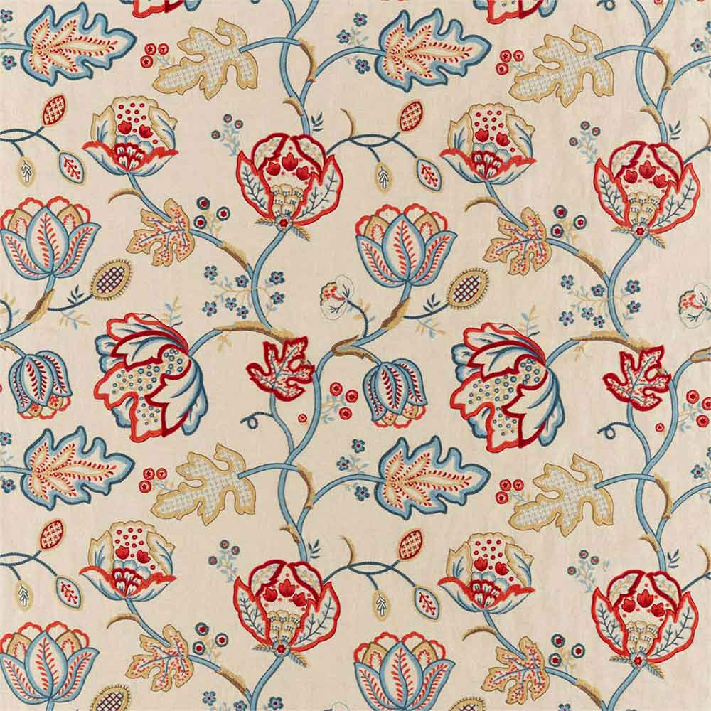 Theodosia Embroidery Wine & Indigo Fabric