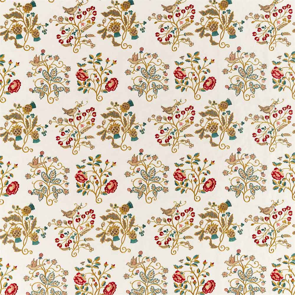 Newill Embroidery Antique & Carmine Fabric