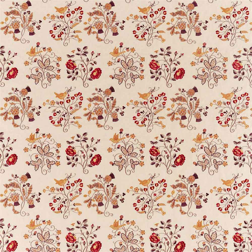 Newill Embroidery Wine & Saffron Fabric