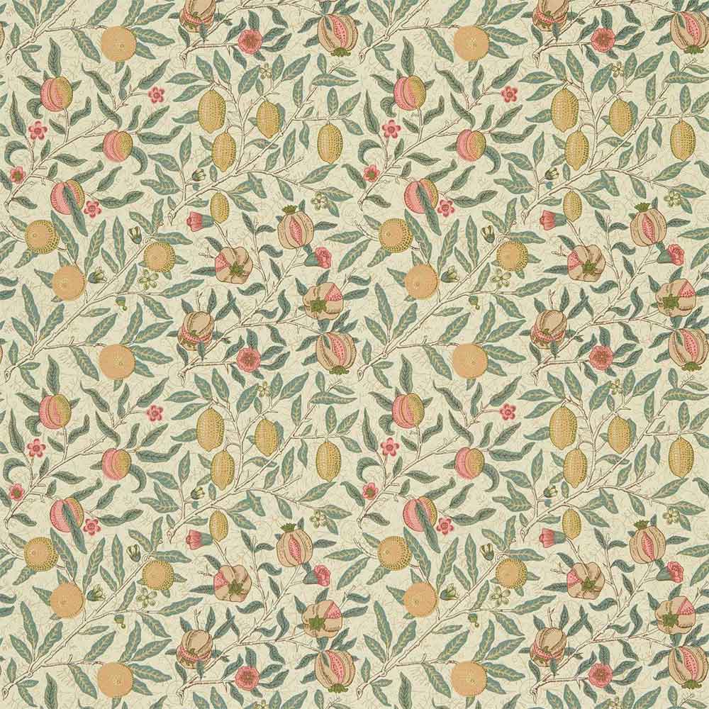 Fruit Cream & Teal Fabric