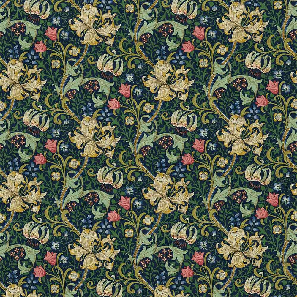 Golden Lily Midnight & Green Fabric