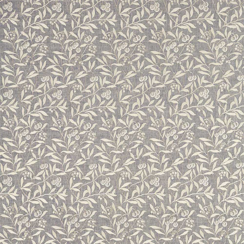 Pure Arbutus Embroidery Inky Grey Fabric