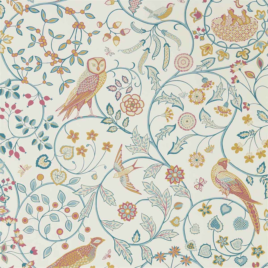 Morris And Co Newill Wallpaper - Indigo Saffron - 216703 | Modern 2 Interiors