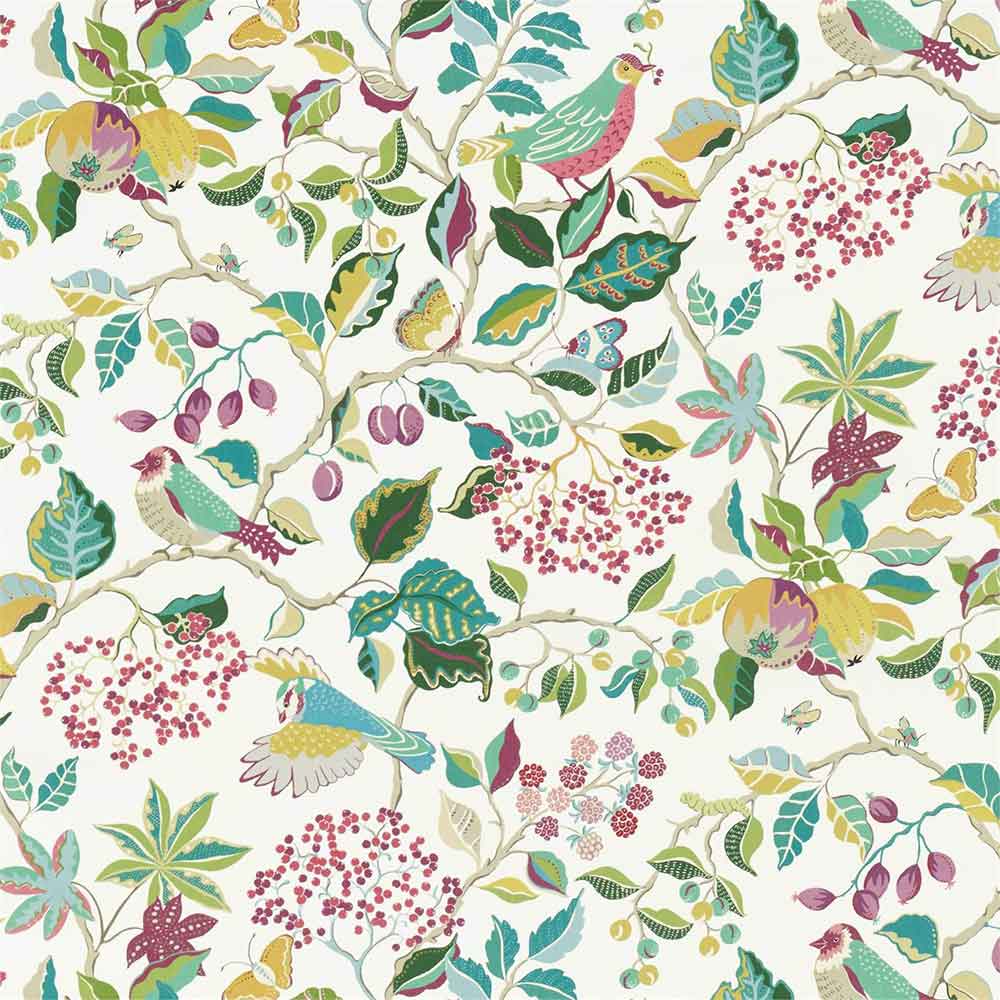 Birds & Berries Fern Fabric