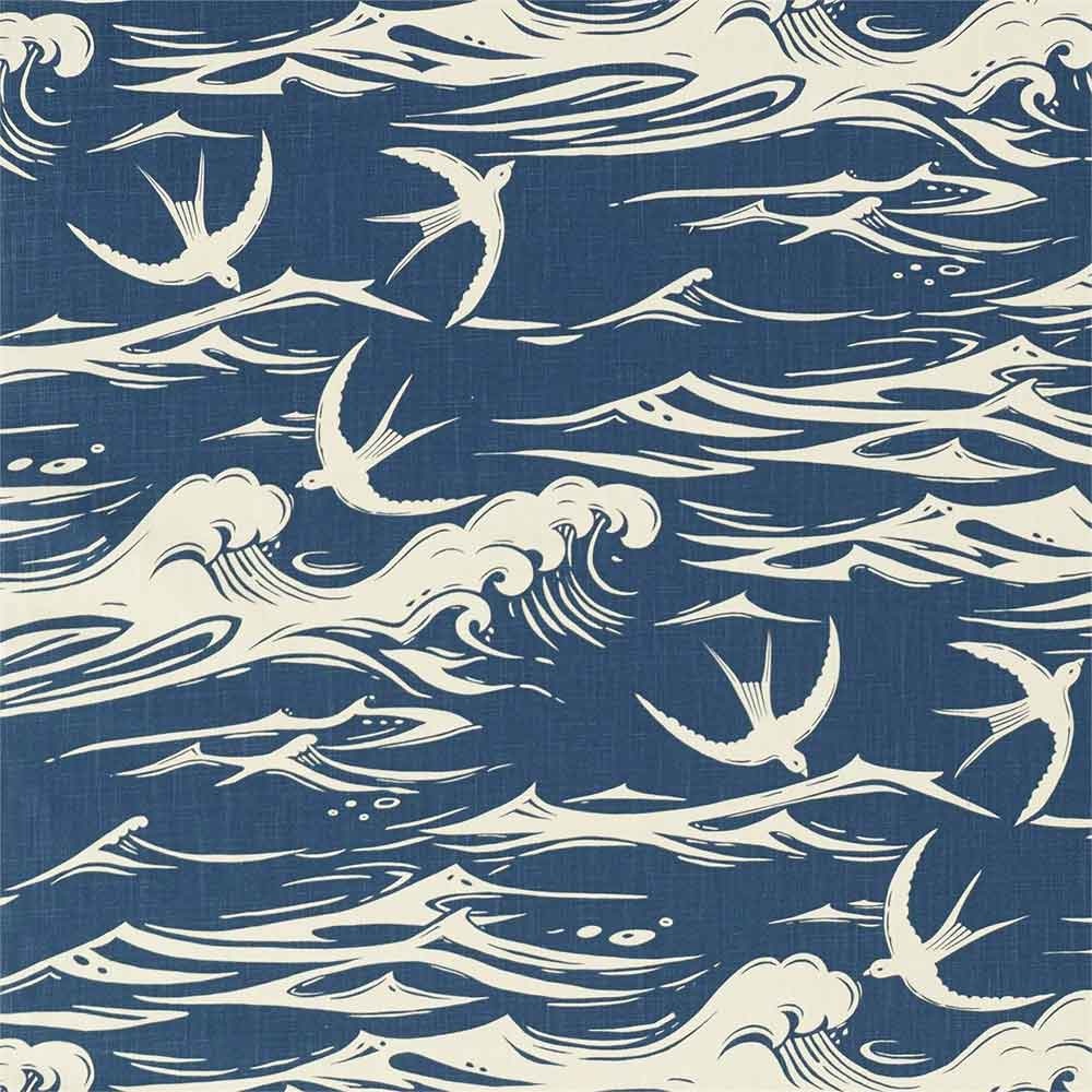 Swallows at Sea Navy Fabric