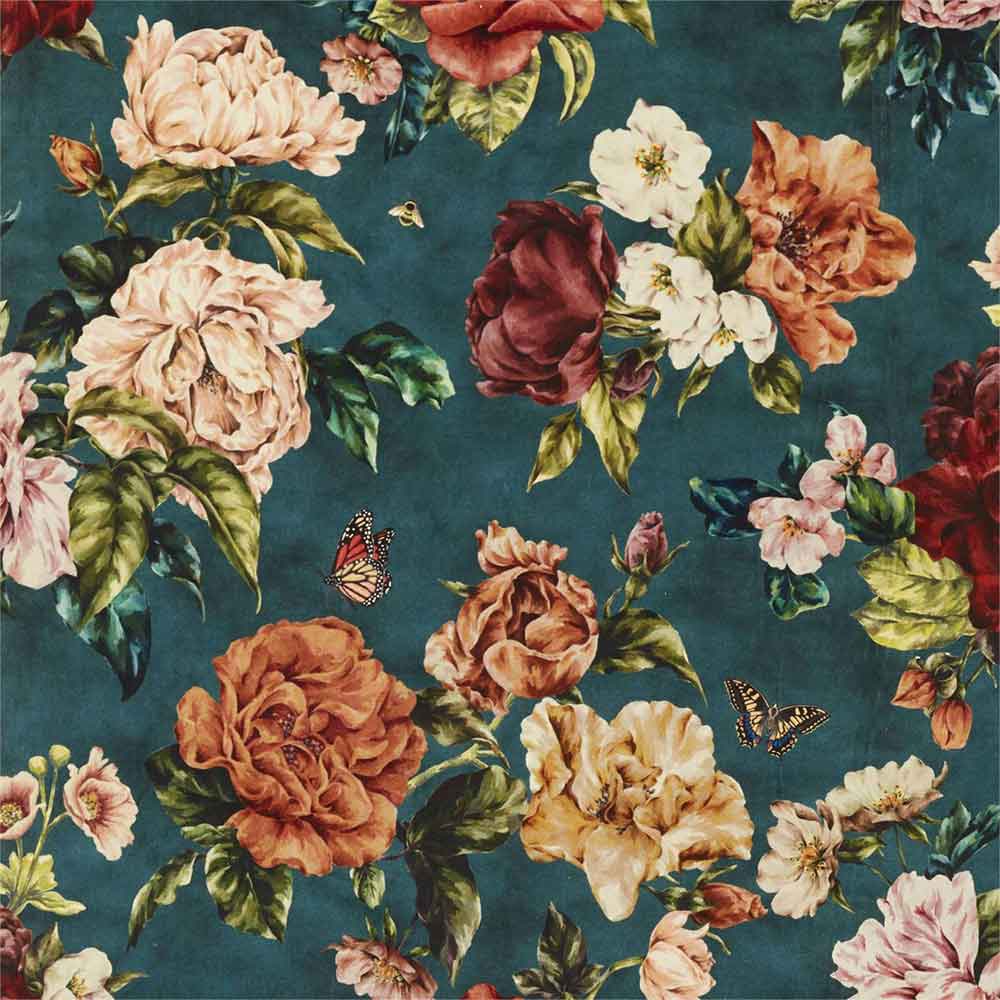 Summer Peony Newby Green Fabric