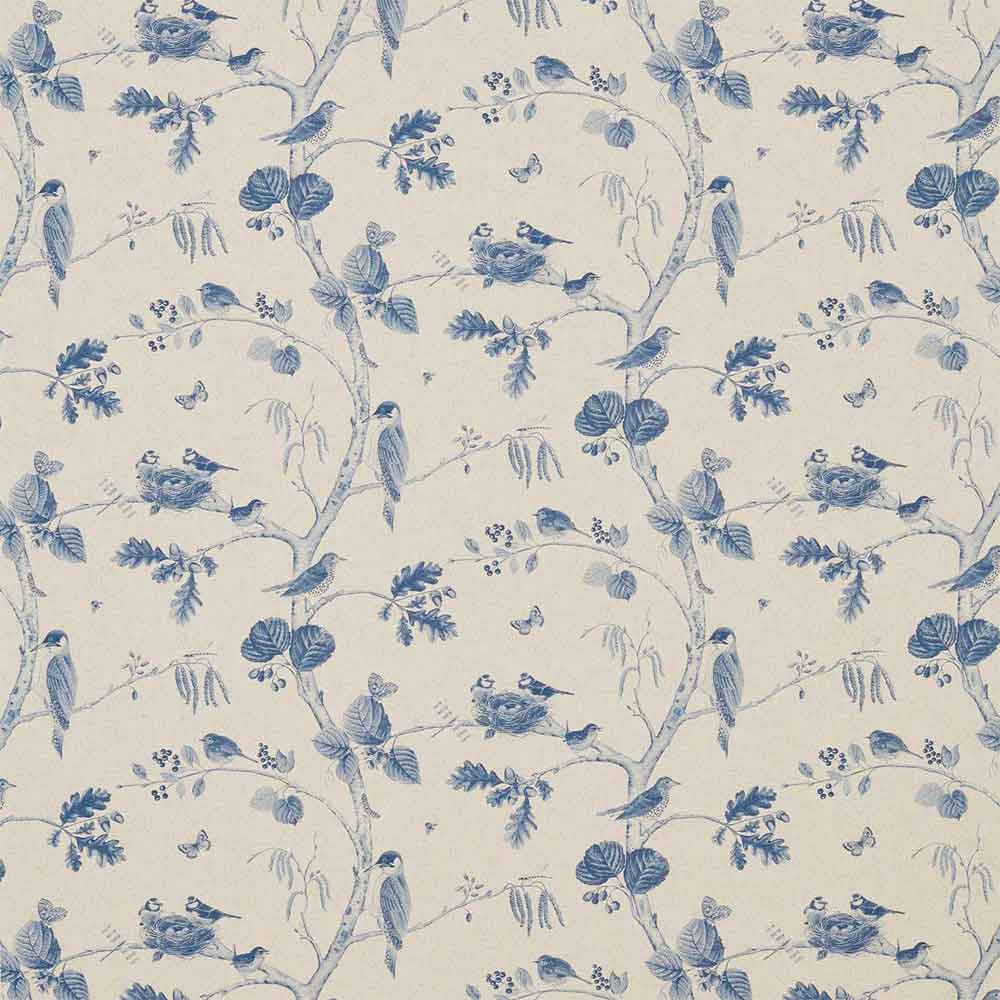 Woodland Chorus Indigo & Linen Fabric